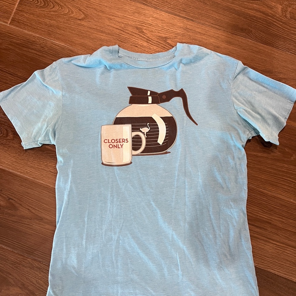 Men’s Chive Blue T-Shirt with Coffee is for Closers Graphic size L